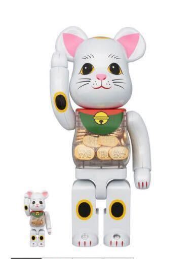 BE@RBRICK 招き猫 小判 白メッキ 100％ & 400％　ベアブリック_画像2