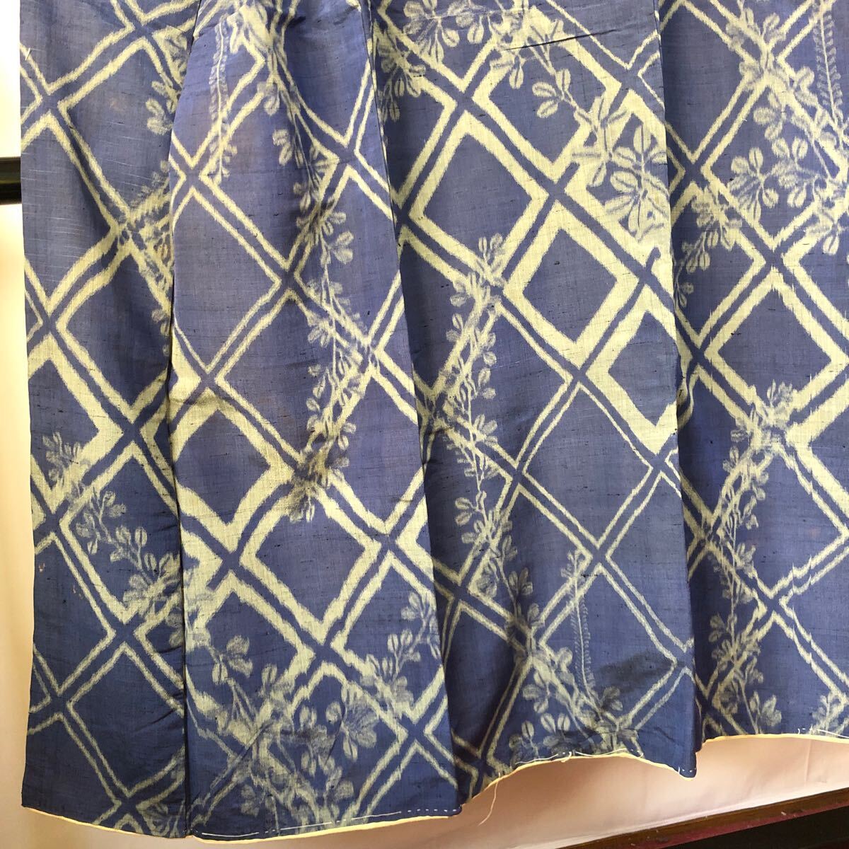 アンティーク 着物 昭和レトロ ブルー 大正ロマン モダン 和洋折衷コーデ リメイク 絹 正絹100% う27-6kの画像7