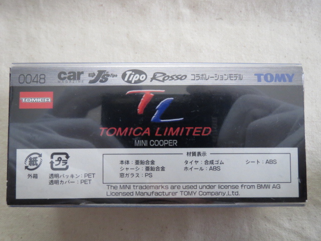 トミカ リミテッド 0048 MINI COOPER 赤 中国製 絶版 未使用 未開封 ミニクーパー コラボモデルの画像3