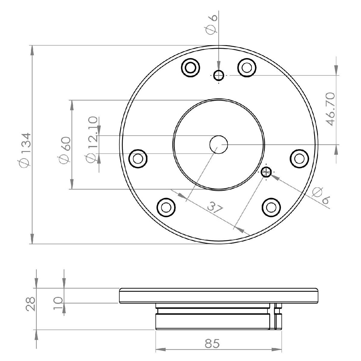 SD017-ジッツオ5型三脚対応 ビクセン取付直径Φ60㎜赤道儀用アダプター クリックポスト送料一律185円_寸法