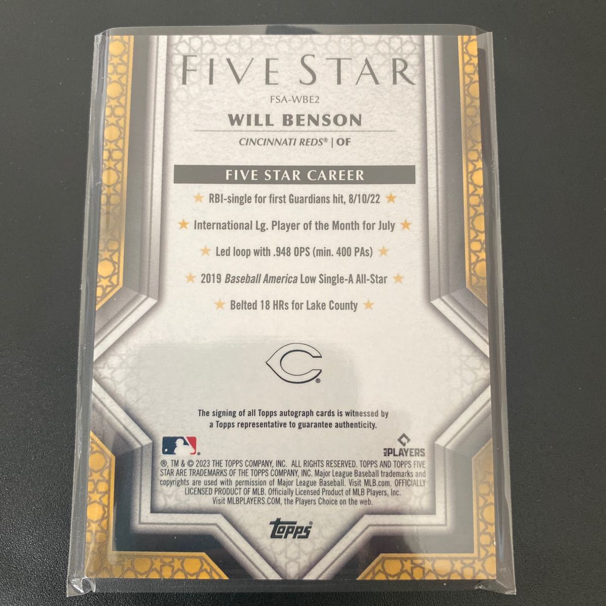 WILL BENSON 2023 MLB topps bowman panini five star baseball ルーキーサインカード_画像2