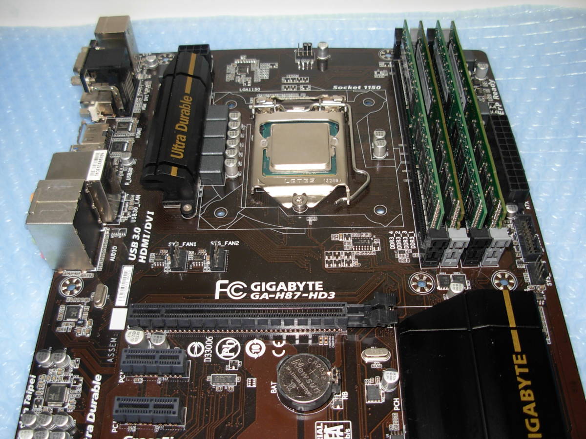 【送料込】中古動作品 GIGABYTE GA-H87-HD3 INTEL CORE i3-4170 DDR3 16GB メモリ CPUクーラー/グラフィックボードおまけ LGA1150_画像4