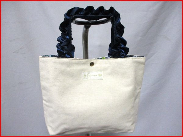 AG by aquagirl/ Aqua Girl * cotton tote bag IV Flat pouch attaching keep hand frill W29cm