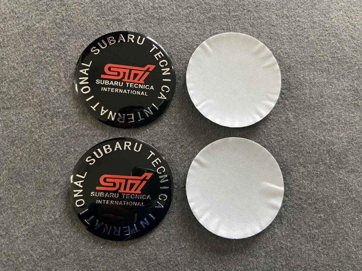 STI スバル ホイール センターキャップシール 56.5ｍｍ 4枚セット アルミ製 カーステッカー 自動車 ●312番_画像3