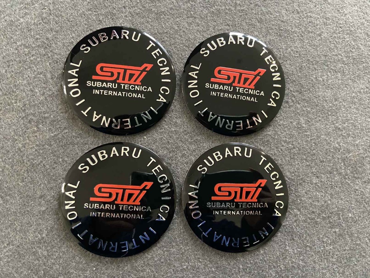 STI スバル ホイール センターキャップシール 56.5ｍｍ 4枚セット アルミ製 カーステッカー 自動車 ●312番_画像1