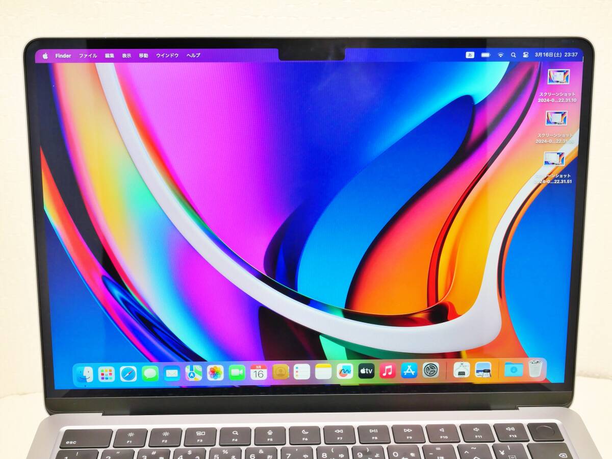 ★消費税なし＋1万円クーポンでお得　Sランク　1円スタート　Apple アップル MacBook Air　 M2　MLXW3J/A　スペースグレイ 　付属品付き_画像4