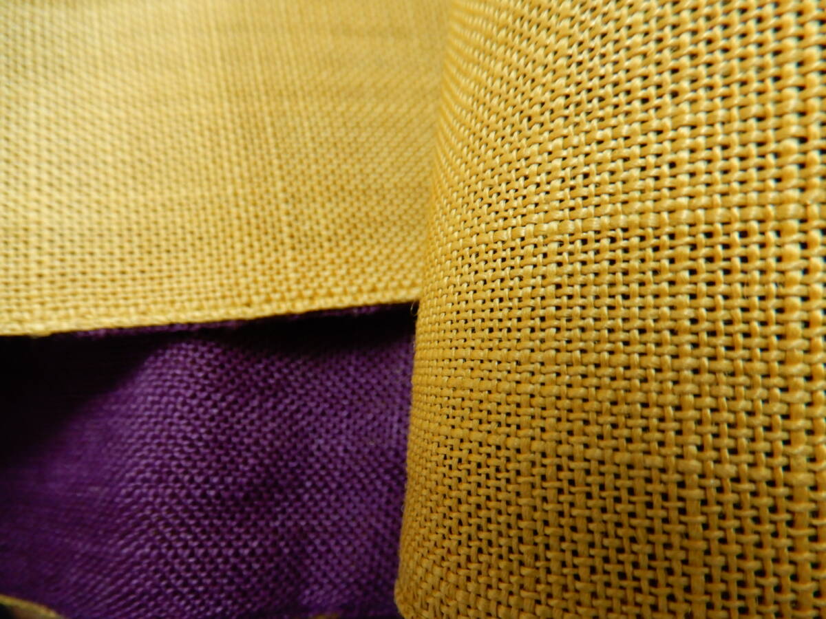 ＜銀の斧＞麻・浴衣帯・紫色と黄色・涼しい半巾の帯の画像4