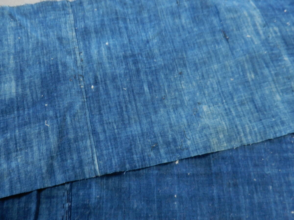 ＜銀の斧＞木綿・幕末～明治期・藍木綿無地・手紡ぎ手織布布。浅木色・5巾繋ぎ品・長さ28cm・パッチワークに_画像5