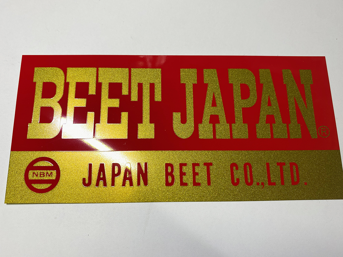 耐熱 ステッカー BEET JAPAN 金/赤 / 最初期 ビート Z1 Z2 マフラー 集合 GT380 手曲げ 当時_画像3