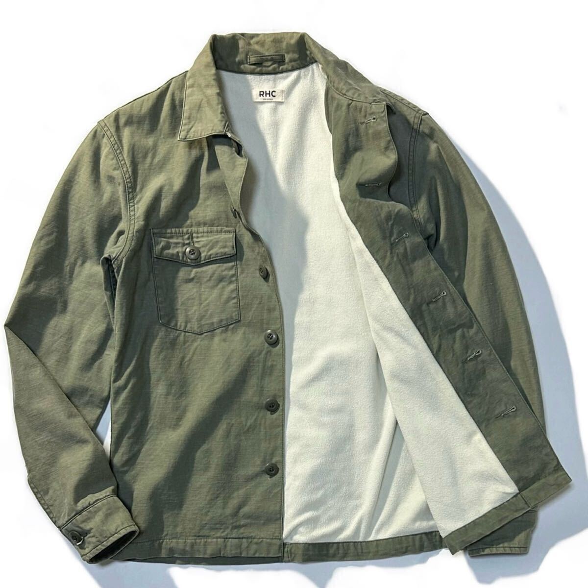 【Ron Herman】Back Satin Military Jacket RHC ロンハーマン 裏フリース ミリタリージャケット ウォッシュ加工 バックサテンジャケット_画像5