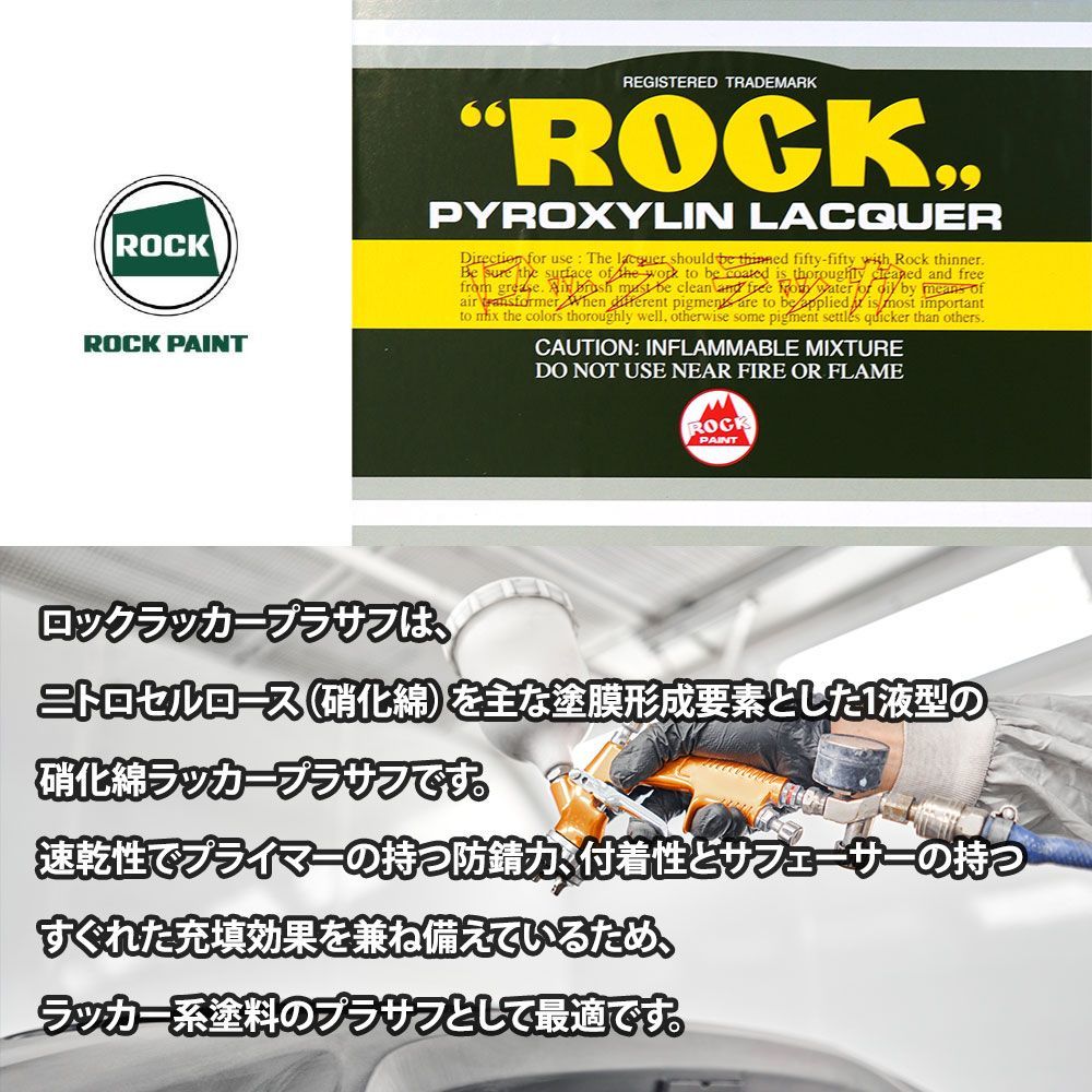 ロックラッカープラサフホワイト 1液型 4kg(希釈済み) 道具セット付/ロックペイント プラサフ ホワイト 塗料 Z26_画像2