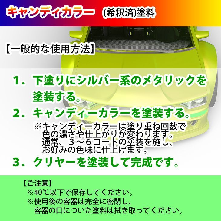 関西ペイント PG80 キャンディー カラー レッド（希釈済） 0.5L /2液 ウレタン 塗料 キャンディ Z12の画像6