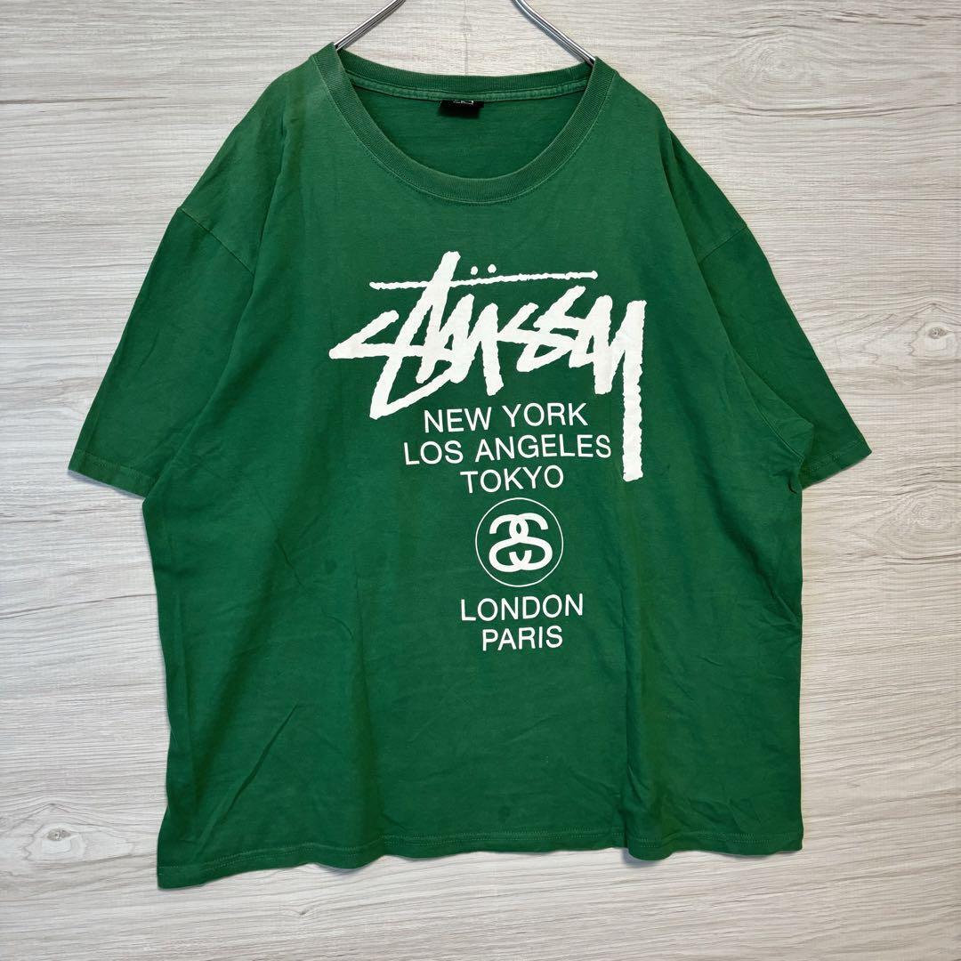 【人気デザイン】STUSSY ステューシー　Tシャツ　XLサイズ　ワールドツアー　両面デザイン　バックプリント　ストリート　即完売　ゆったり_画像4