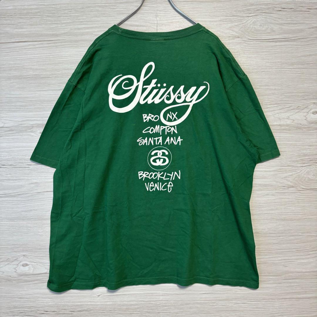 【人気デザイン】STUSSY ステューシー　Tシャツ　XLサイズ　ワールドツアー　両面デザイン　バックプリント　ストリート　即完売　ゆったり_画像7