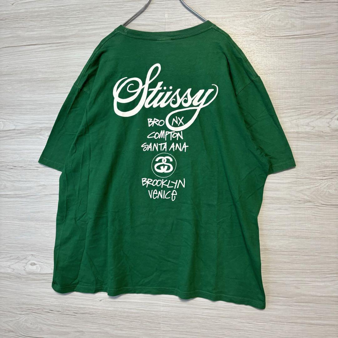 【人気デザイン】STUSSY ステューシー　Tシャツ　XLサイズ　ワールドツアー　両面デザイン　バックプリント　ストリート　即完売　ゆったり_画像8