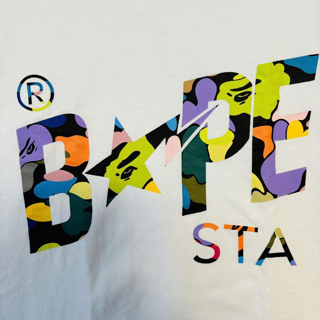 【希少デザイン】A BATHING APE　アベイシングエイプ　Tシャツ　Lサイズ　BAPE STA 両面デザイン　センターロゴ　ビッグロゴ　スター　星