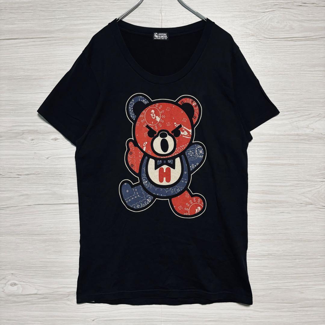 [ редкий дизайн ]HYSTERIC GLAMOUR Hysteric Glamour футболка свободный размер fak Bear медведь медведь большой Logo один пункт предмет Street 
