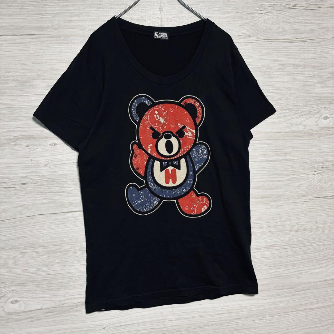 [ редкий дизайн ]HYSTERIC GLAMOUR Hysteric Glamour футболка свободный размер fak Bear медведь медведь большой Logo один пункт предмет Street 