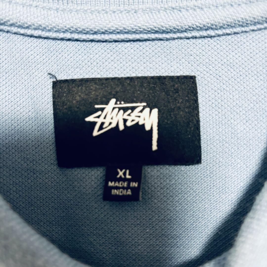 【希少デザイン】STUSSY ステューシー　フルジップ　ポロシャツ　XLサイズ　チェック　刺繍ロゴ　ストリート　即完売　ゆったり_画像5