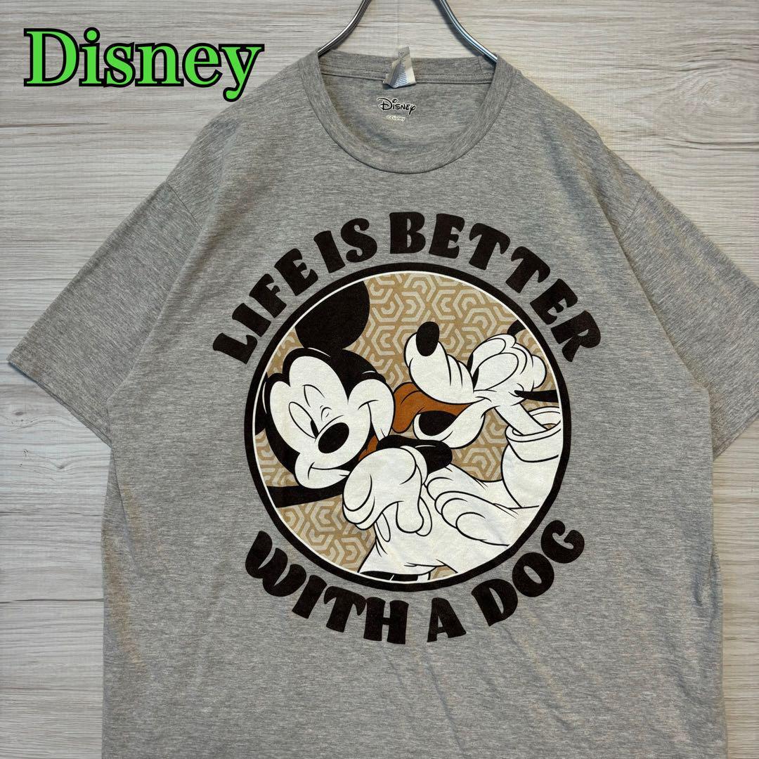 【入手困難】Disney ディズニー　Tシャツ　XLサイズ　ミッキー　プルート　半袖　海外輸入　一点物　キャラクター　ディズニーランド