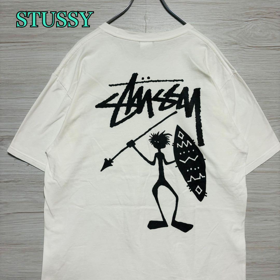 【希少デザイン】STUSSY ステューシー　Tシャツ　Lサイズ　シャドーマン　両面デザイン　バックプリント　ワンポイントロゴ　ストリート_画像1