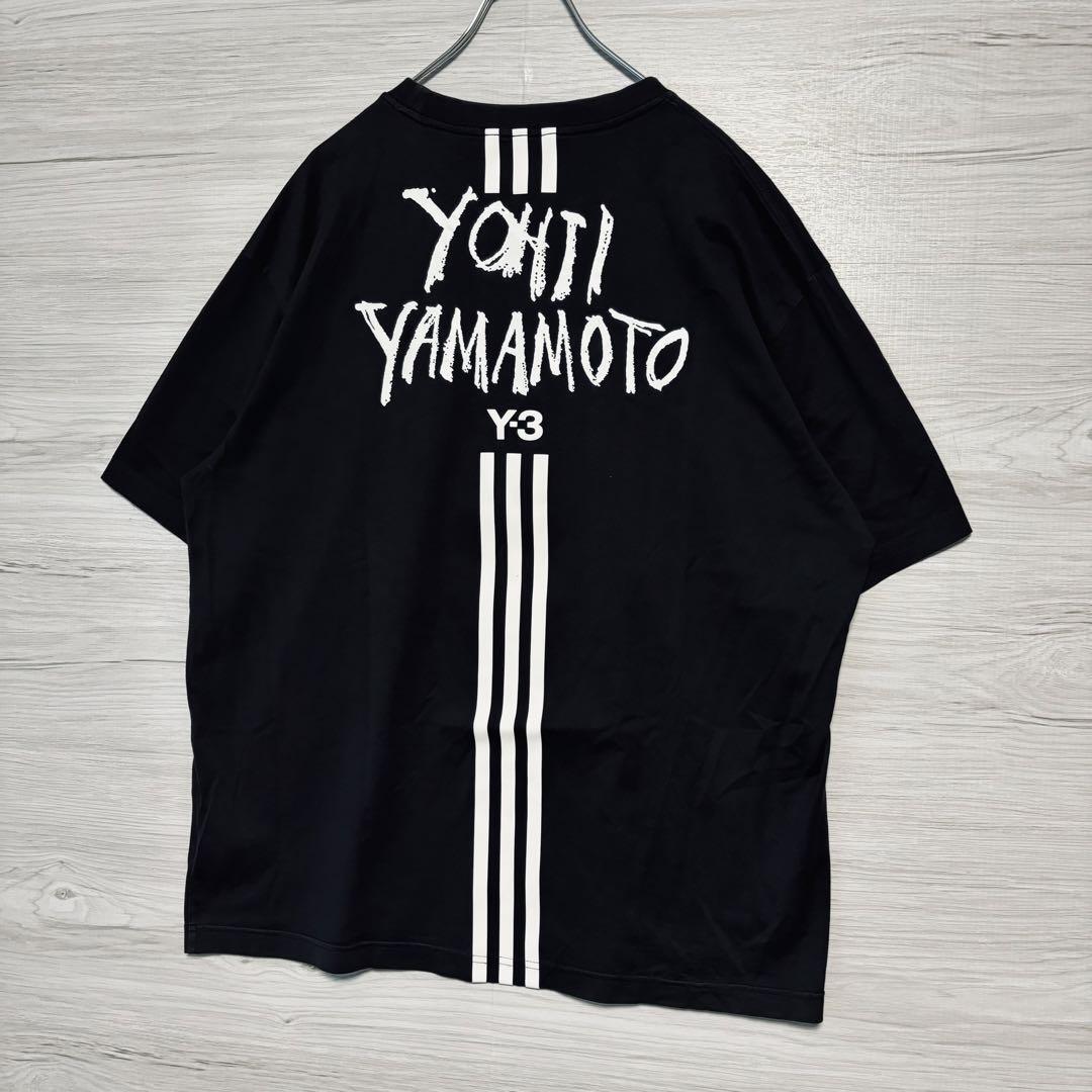 【人気デザイン】Y-3 ワイスリー Tシャツ XLサイズ バックプリント スリーライン　ヨウジヤマモト ストリート 一点物 おしゃれ 高級_画像3