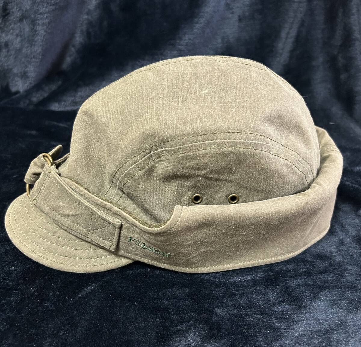 美品 フィルソン FILSON キャップ L ウール 帽子 オッターグリーン 防寒 アウトドア 米国製 Wildfowl ブリキ布 裏地付き USA