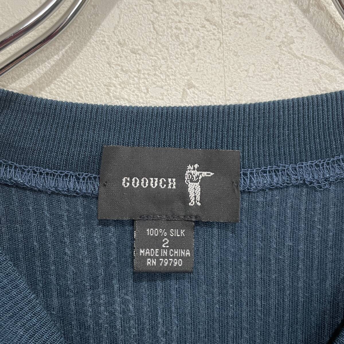 ビンテージ　デッドストック　GOOUCH　半袖　リブニット　Tシャツ　シルク　2　240320_画像3