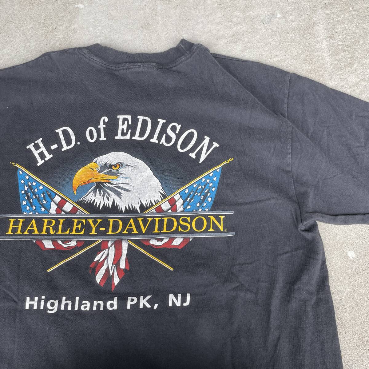 ビンテージ 90ｓ ハーレーダビッドソン USA製 ロゴ イーグル 星条旗 バイカー モーターサイクル デザイン Tシャツ 240329の画像5
