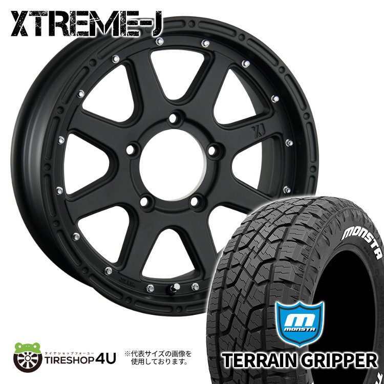 4本セット XTREME-J 16x5.5J 5/139.7 +20 FBK MONSTA TERRAIN GRIPPER A/T 175/80R16 ホワイトレター ジムニー JB64_画像1