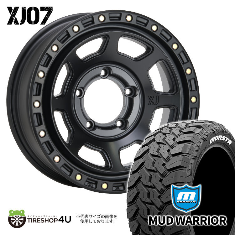 4本セット XTREME-J XJ07 16x6.0J 5/139.7 -5 SBK MONSTA MUD WARRIOR M/T 215/70R16 ホワイトレター ジムニーシエラ ワイド JB74W_画像1