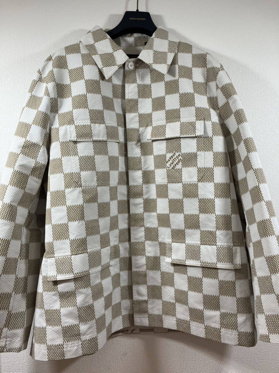  Louis Vuitton 24SS RM241 HQX HQS65E Damier cotton over long sleeve shirt ( white × beige )[ men's ]