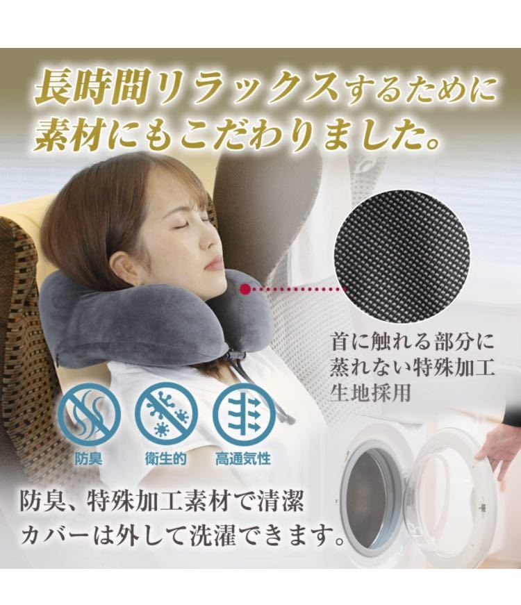 KOBAYAMAネックピロー 低反発 圧縮袋でコンパクトに持ち運びできる 携帯枕【国内品質検査済】トラベルピロー 首枕 飛行機 (グレー)の画像9