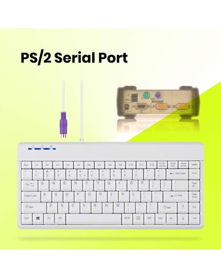 Perixx ペリックス PERIBOARD-409PWUS PS/2接続 ミニキーボード 省スペース 有線 テンキーレス【 315*147*21㎜-1.8Mケーブル】 英語配列