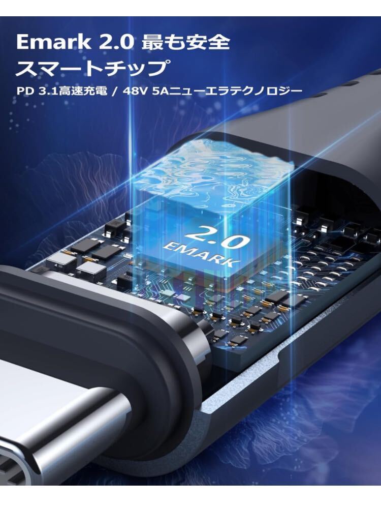 PD3.1 240W USB Cケーブル 【1M/2本セット】急速充電 Type-C 高耐久ナイロン iPhone,MacBook Pro,iPad,Matebook,Xperia,Galaxy等Type C対応