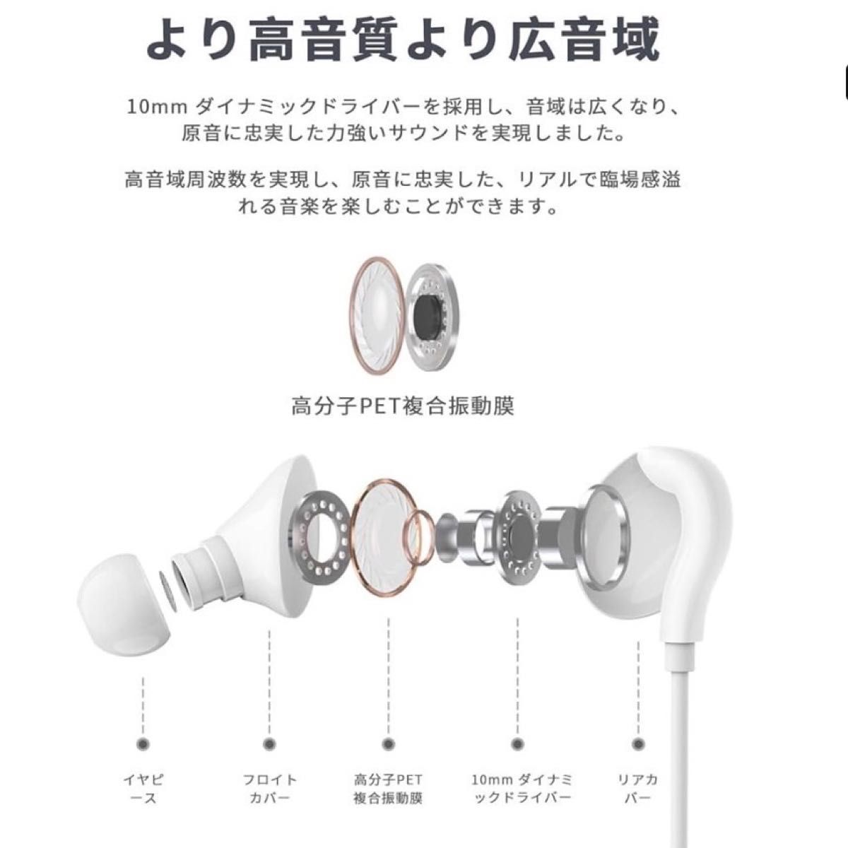 イヤホン 有線イヤホン マイク付き インナーイヤー型 HIFI音質 リモコン テレワーク 音量調節 