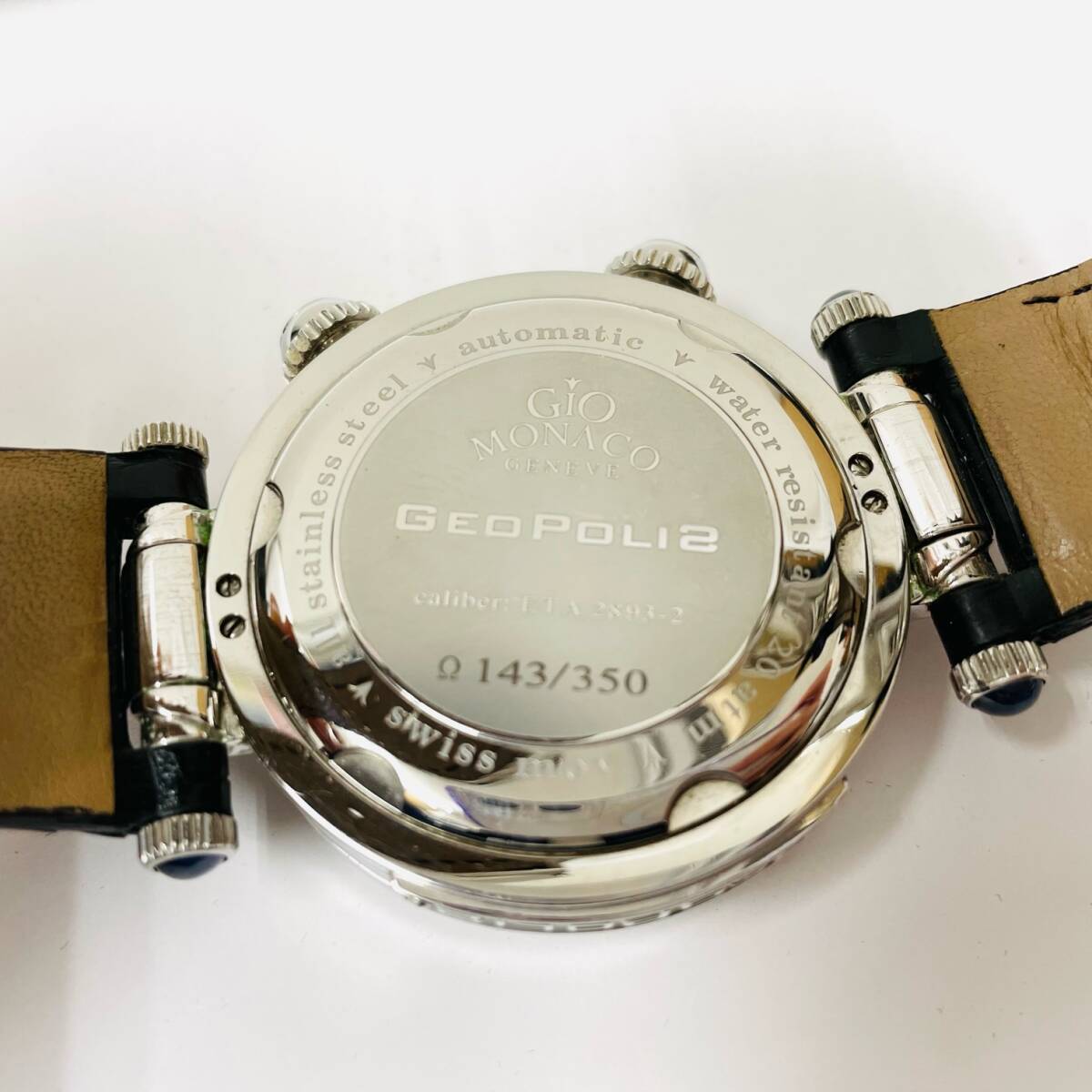 C-03222SI 【希少】 GIO MONACO ジオモナコ メンズ 腕時計 ジオポリス 2893-2 ダイヤベゼル ワールドタイム 自動巻き オートマ 稼働品の画像8