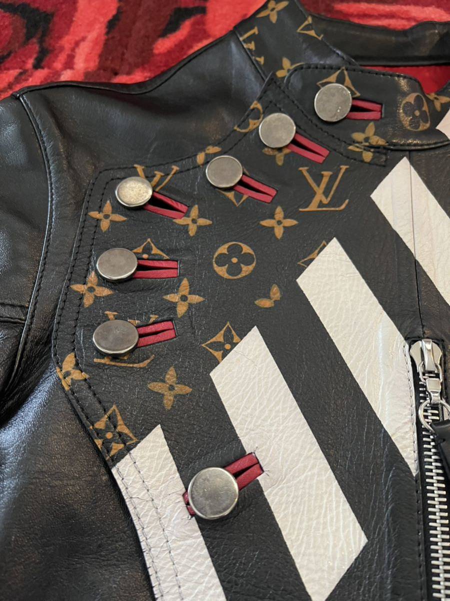 LV Louis Vuitton! rare leather Rider's Logo gram design jacket 