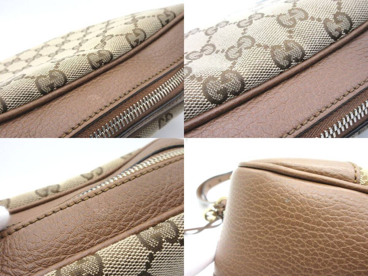 ☆GUCCI グッチ マイクログッチシマ ショルダーバッグ 斜め掛け ブラウン ゴールド金具 449413 520981 キャンバス×レザー レディース 中古_画像5