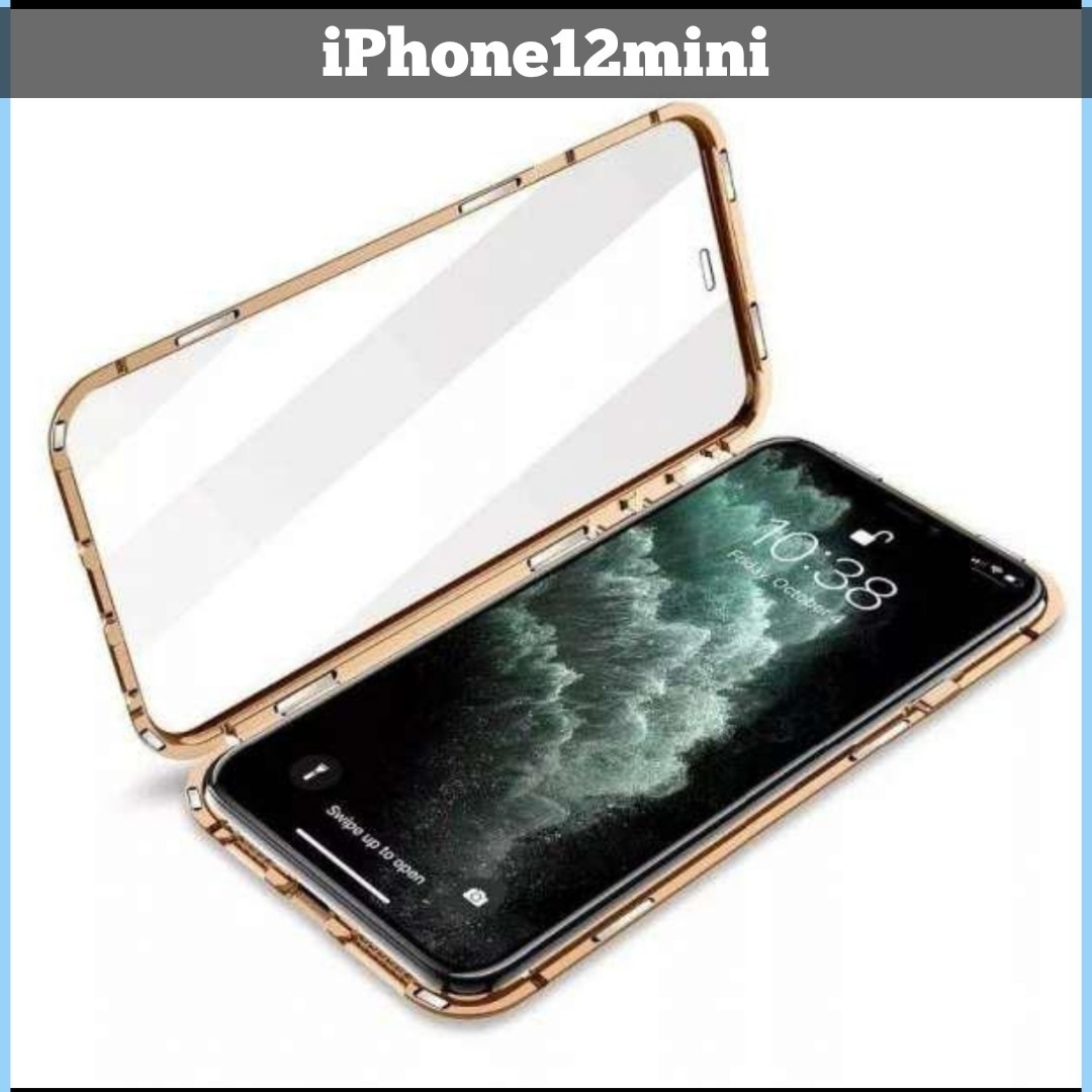 iPhone case frame cover iPhone12mini both sides . cover clear glass case smartphone cover magnet both sides guard frame m