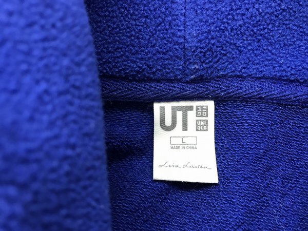 UT UNIQLO ユニクロ × リサラーソン レディース フリース 袖切り替え プルパーカー L 青_画像2