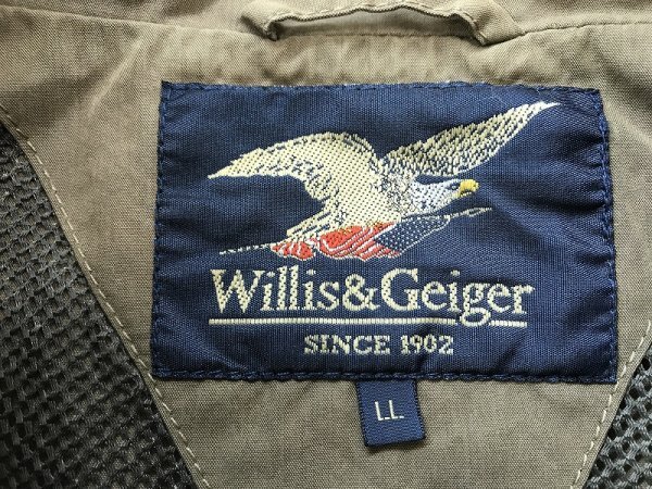 Willis&Geiger メンズ 裏メッシュ ポケット 多収納 ジップベスト 大きいサイズ LL カーキ_画像2