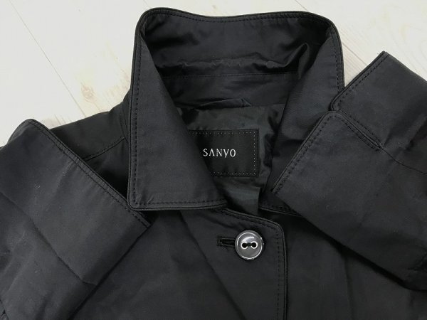 SANYO サンヨー レディース 比翼ボタン ポリエステル 薄手 ジャケット コート 9 黒_画像3