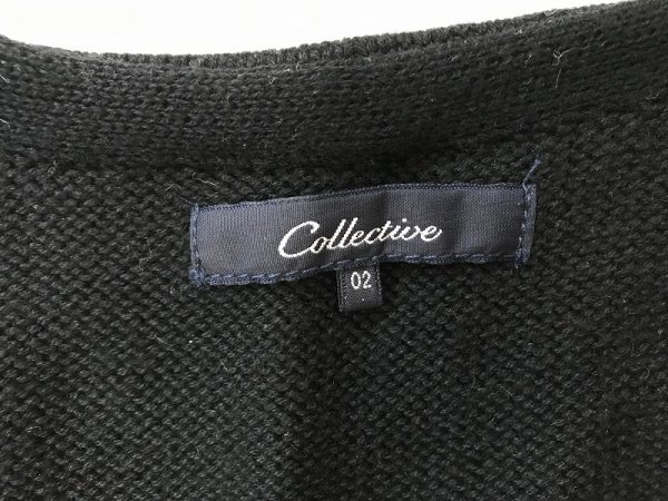 COLLECTIVE MEN'S BIGI メンズビギ アクリル綿 前ボタン ニットベスト 02 黒グレー赤アイボリーの画像2