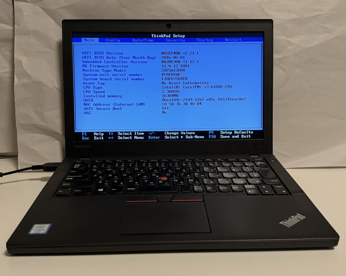 Lenovo ThinkPad X260 Core i3-6100U メモリ16GB SSD240GB _画像1