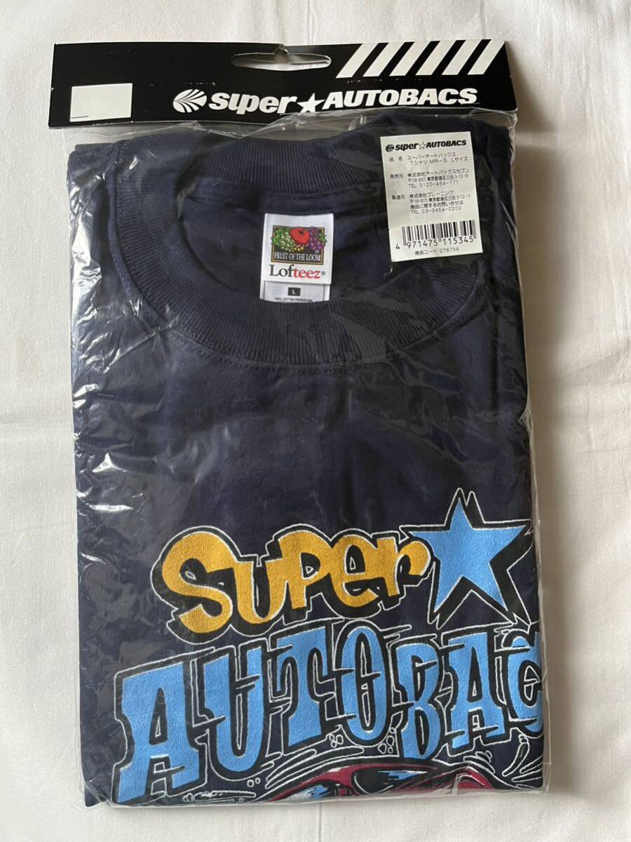 SUPER AUTOBACS スーパーオートバックス Tシャツ MR-S Lサイズ 半袖シャツ ネイビー 紺色 FRUIT OF THE LOOM_画像1