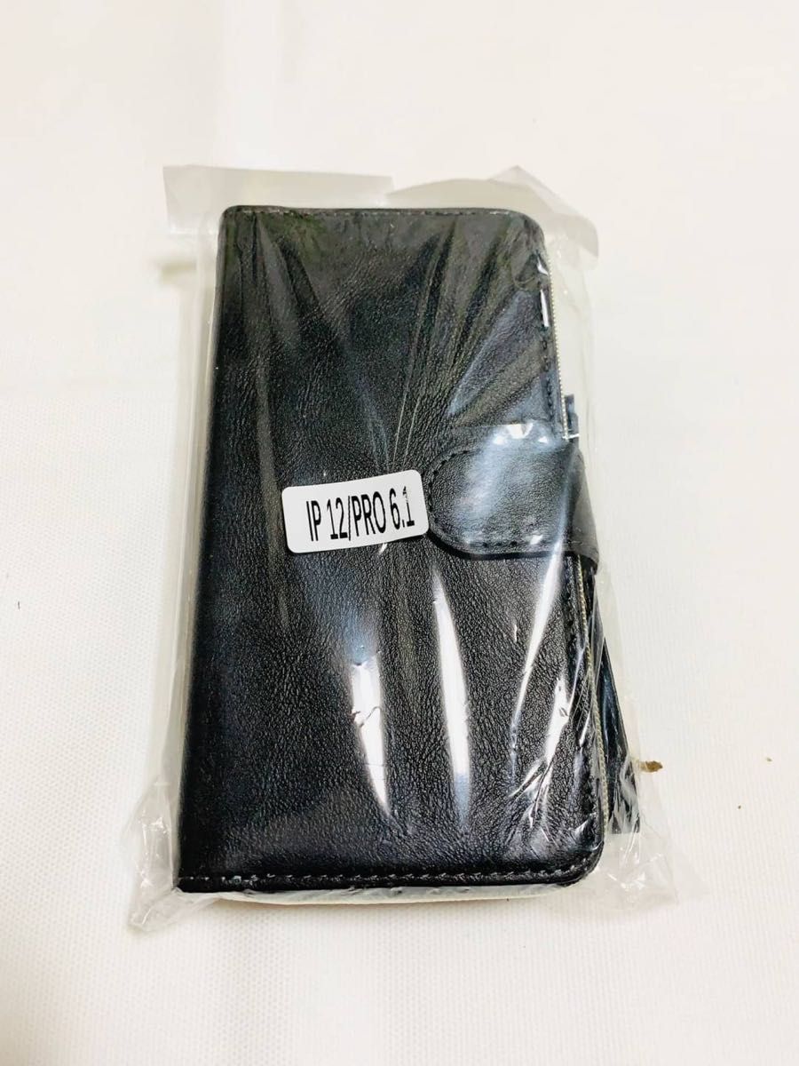 人気　手帳型 スマホケース　カード収納　お財布　iPhone12 / 12pro 黒　ブラック