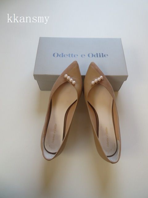 2021ODETTE E ODILEオデットエオディール* パールライクラインパンプス24.5㎝の画像2