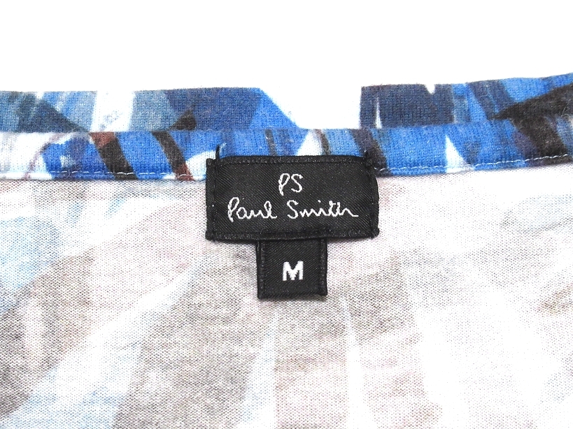 美品 PS Paul Smith ポールスミス パームツリー 総柄 アーティスティックプリント クルーネック 半袖Tシャツ カットソー M 日本製 メンズ_画像5