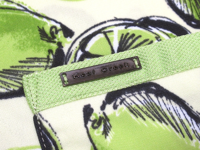 極美品 Heal Creek ヒールクリーク ゴルフ フルーツプリント 総柄デザイン 吸汗速乾 ストレッチ 半袖ポロシャツ 50(L) 日本製 メンズの画像5